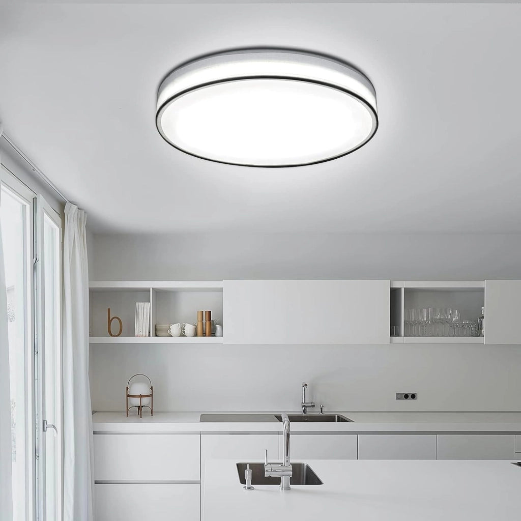 ZMH Lampada da soffitto plafoniera LED 38 cm dimmerabile telecomando rotonda bianca tessuto per soggiorno camera cucina