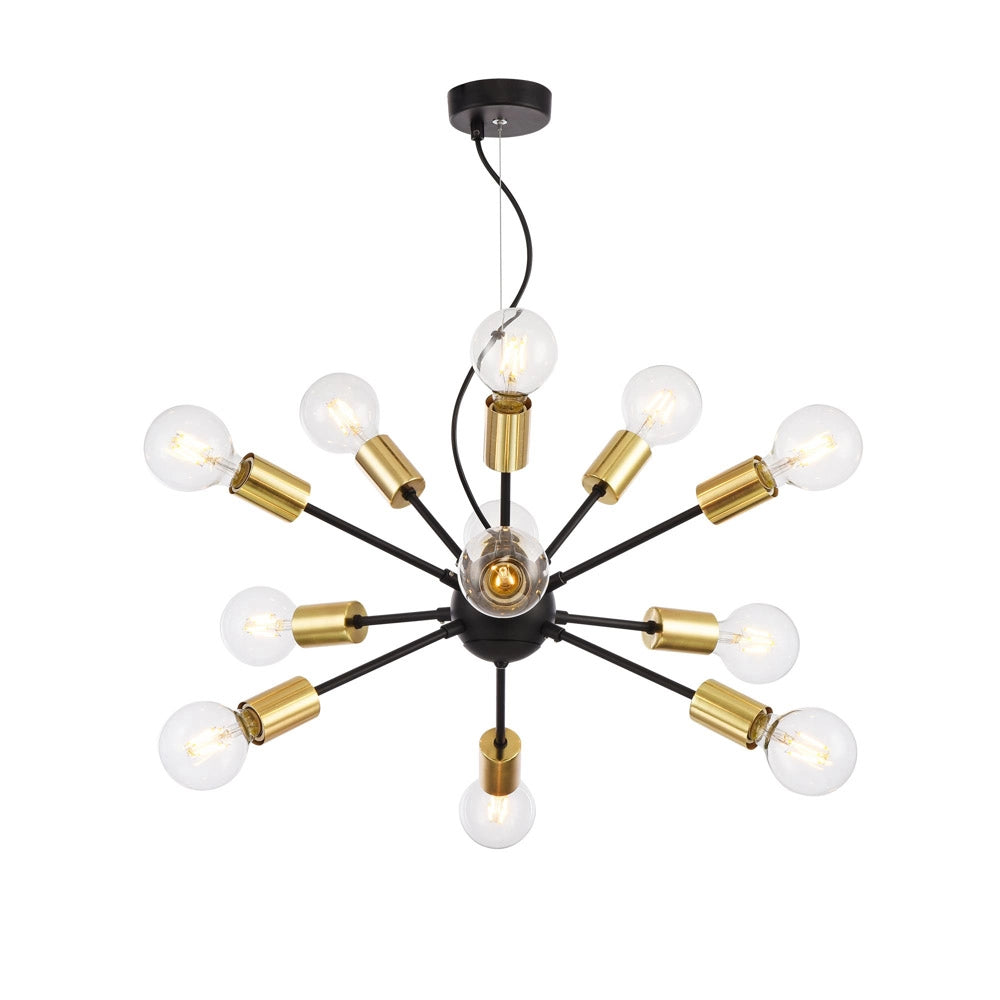 Maytoni Lampadario Minimal Jackson 12 luci E27 nero metallo ottone