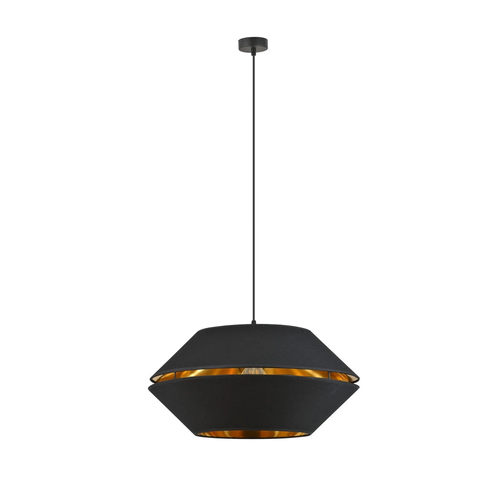 Sospensione Contemporanea 1 Luce Bellerofonte In Metallo Nero E Oro