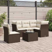 vidaXL Set Divano da Giardino 6 pz con Cuscini Marrone in Polyrattan