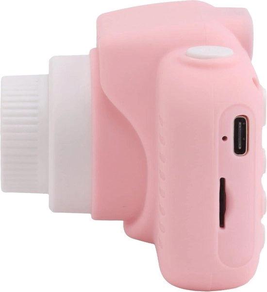 Camera Digitale per Bambini 1080P con Doppio Obiettivo - Portatile e Ricaricabile - Zoom 8x - Carta di Memoria da 32G inclusa - Adatta per Viaggi - Rosa