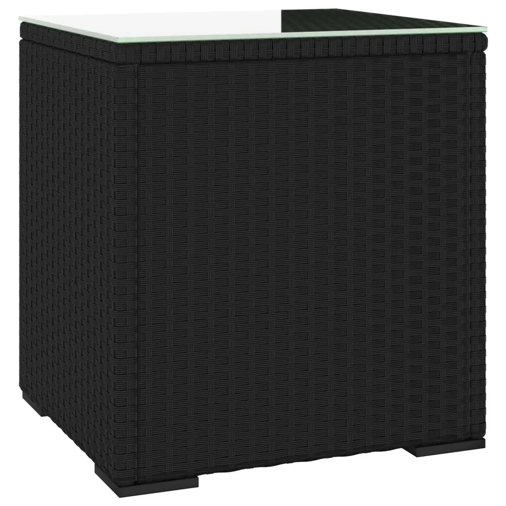 Tavolino Nero 40x37x40,5 cm Polyrattan e Vetro Temperato 319388
