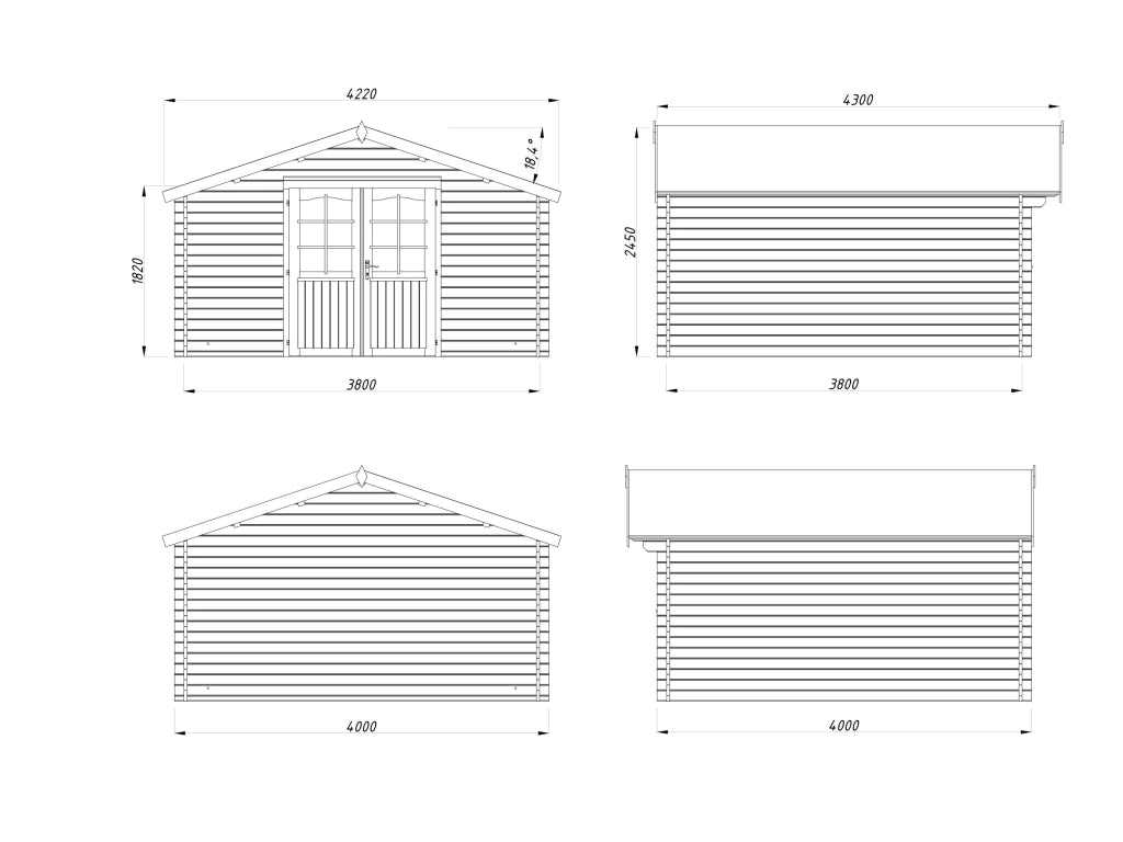 Casetta in legno non trattato Lotta B 400X400