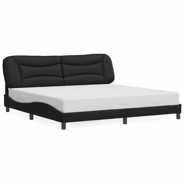 Letto matrimoniale | Letto per adulti | Giroletto senza Materasso Hvar Nero 200x200 cm in Similpelle