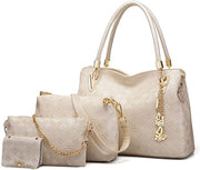 Borsa a spalla per donna in PU e pelle - Tas a schiena - Portafoglio - Borse per piccoli oggetti - Scatola per carte - 4 pezzi