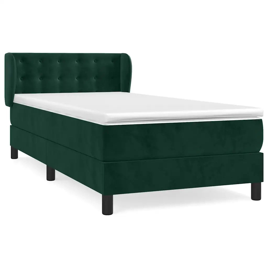 Giroletto a Molle con Materasso Verde Scuro 100x200 cm Velluto