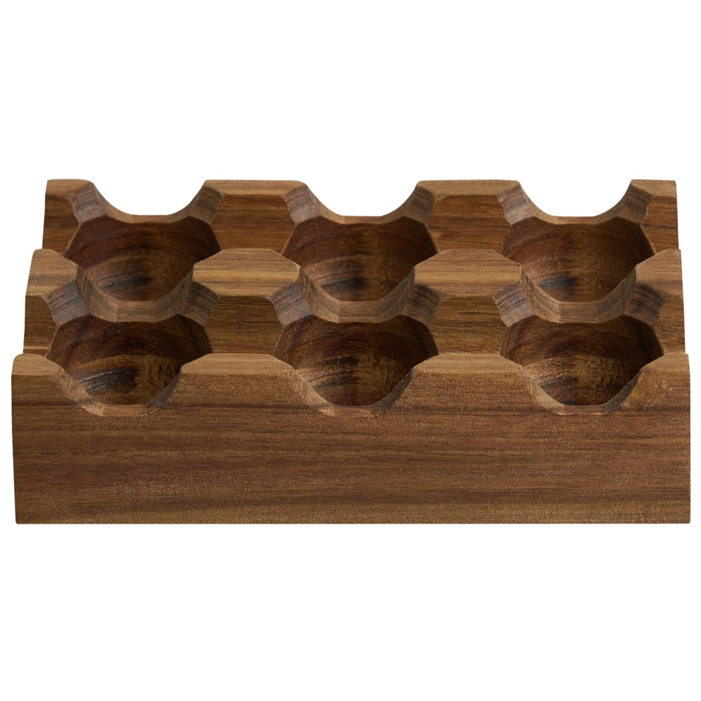 Set di 8 portauova e portacoppette in legno di acacia marrone per servire e conservare le uova, accessori da cucina