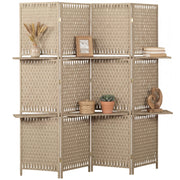 Libreria divisorio ¨C zephmum ¨C 4 pannelli 2 ripiani pieghevoli naturale paglia