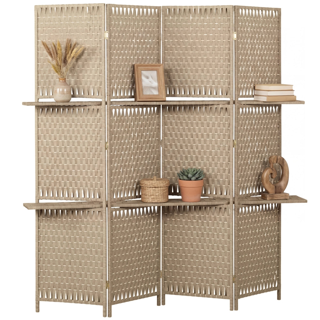 Libreria divisorio ¨C zephmum ¨C 4 pannelli 2 ripiani pieghevoli naturale paglia
