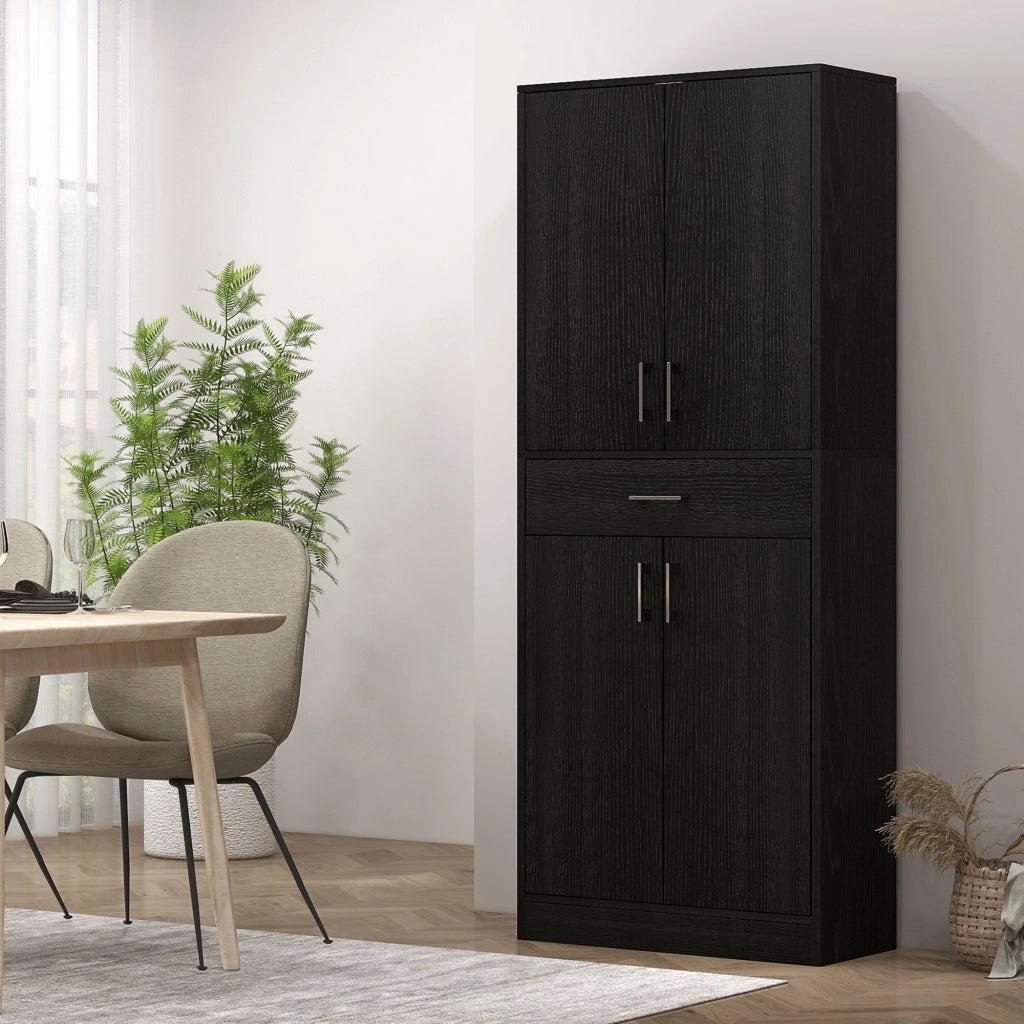 Armadio da cucina 4 ante 2 ripiani 1 cassetto centrale ¨C zephmum ¨C 180 cm nero