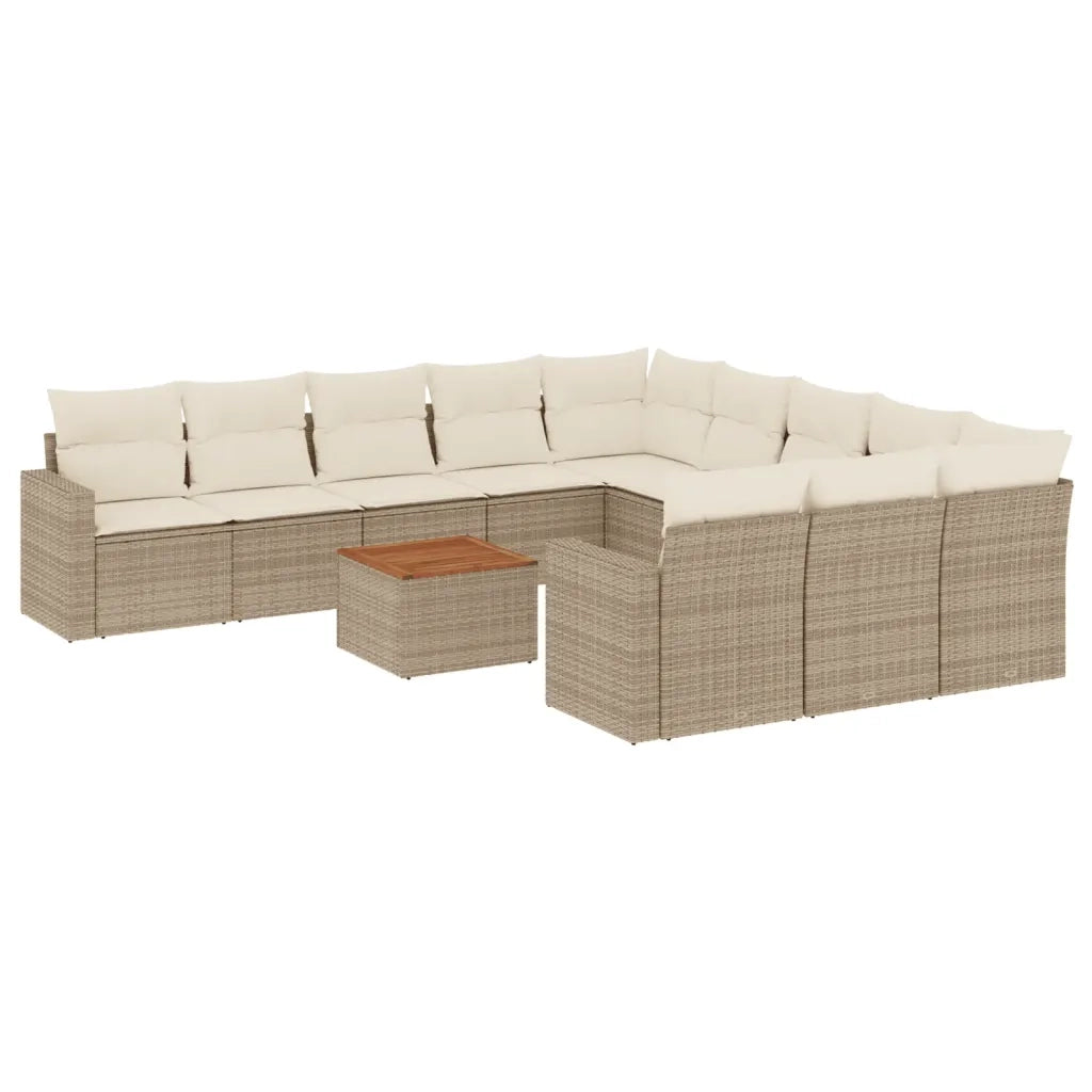 Set Divani da Giardino 12 pz con Cuscini Beige in Polyrattan 3256681
