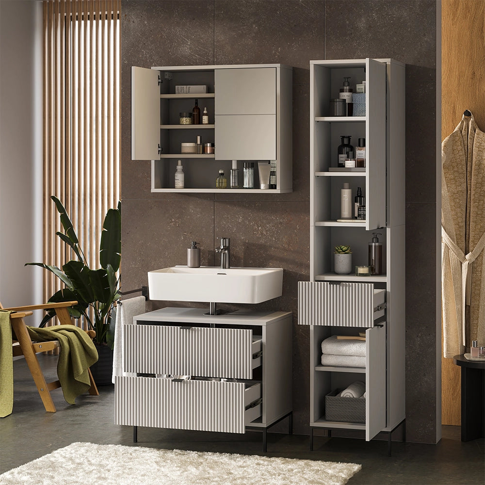 Vicco Set di mobili da bagno Grigio 3 parti