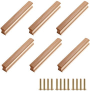 Set di 6 maniglie in legno - Spessore 64 mm - Adatti per cucina/bagno/camera da letto - Materiale naturale - Maniglie per armadi