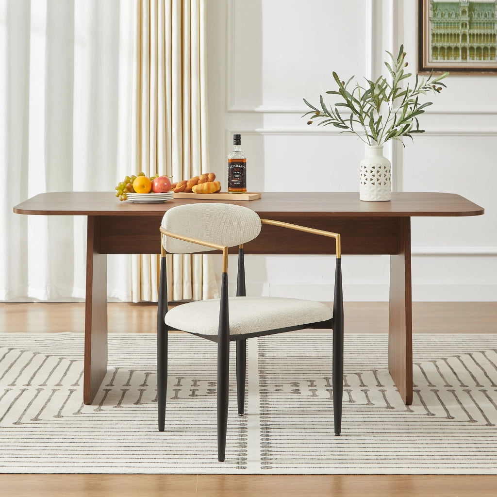 SEDIA Set da 2 pezzi in tessuto beige con struttura in metallo nero e oro