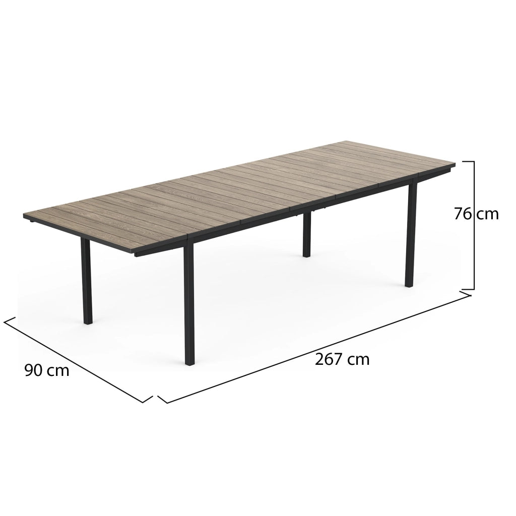 Hannibal, Tavolo da Esterno 12 Posti, 267x90x76h cm Marrone Noce