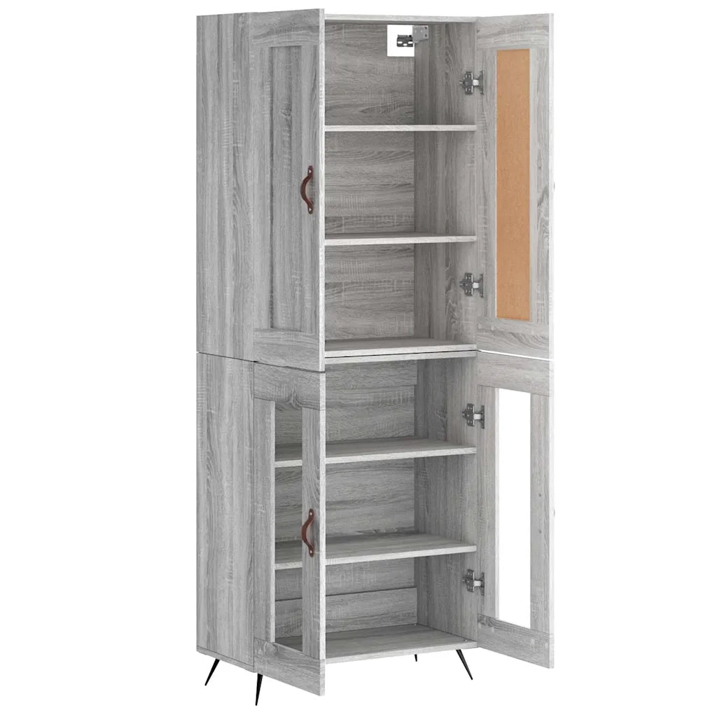 Credenza Grigio Sonoma 69,5x34x180 cm in Legno Multistrato 3199599