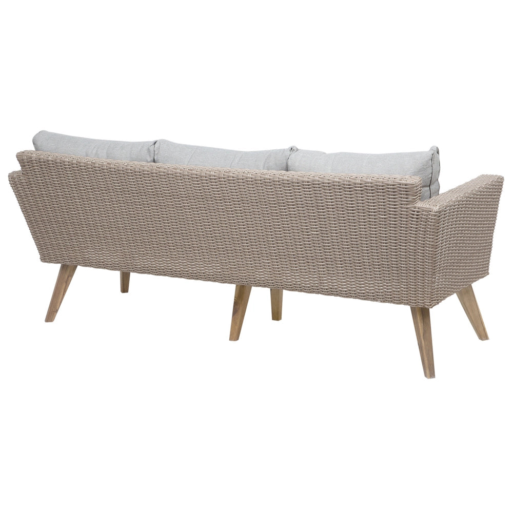 Patio Set Rattan Sintetico 3 Posti 2 Sedie Cuscini Grigi Outdoor Country