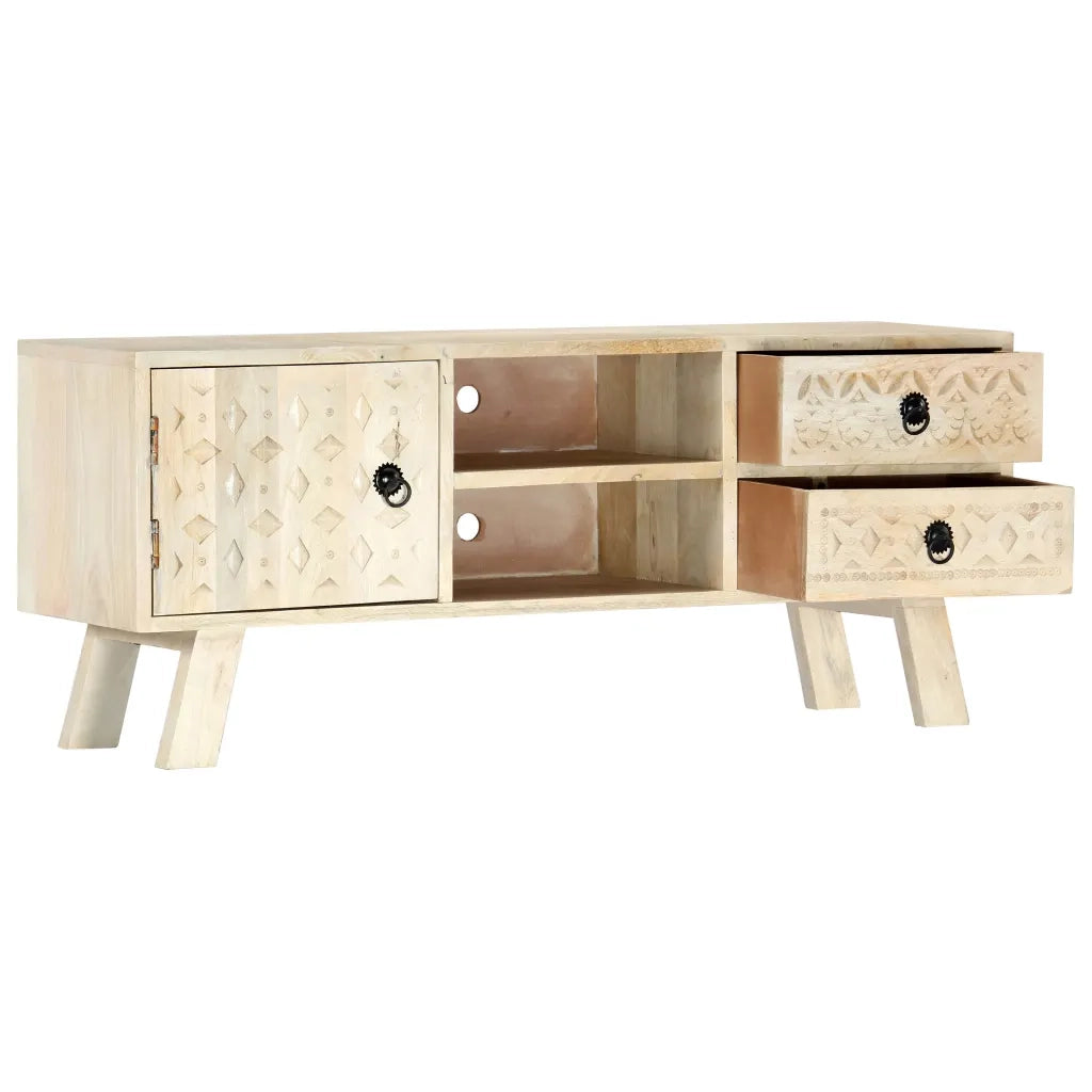 vidaXL Mobile Porta TV 110x30x44 cm in Legno Massello di Mango