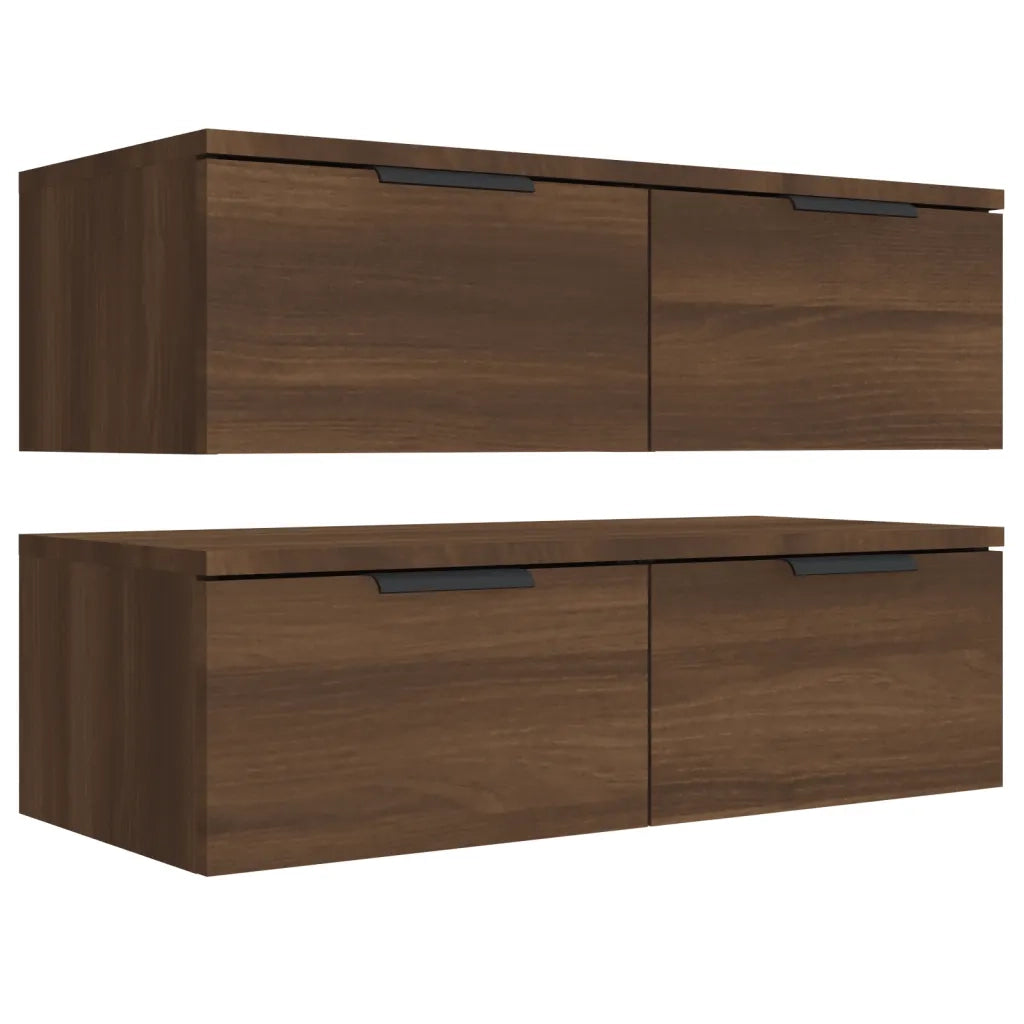 Mobili Pensili 2 pz Marrone Rovere 68x30x20cm Legno Multistrato cod mxl 32807