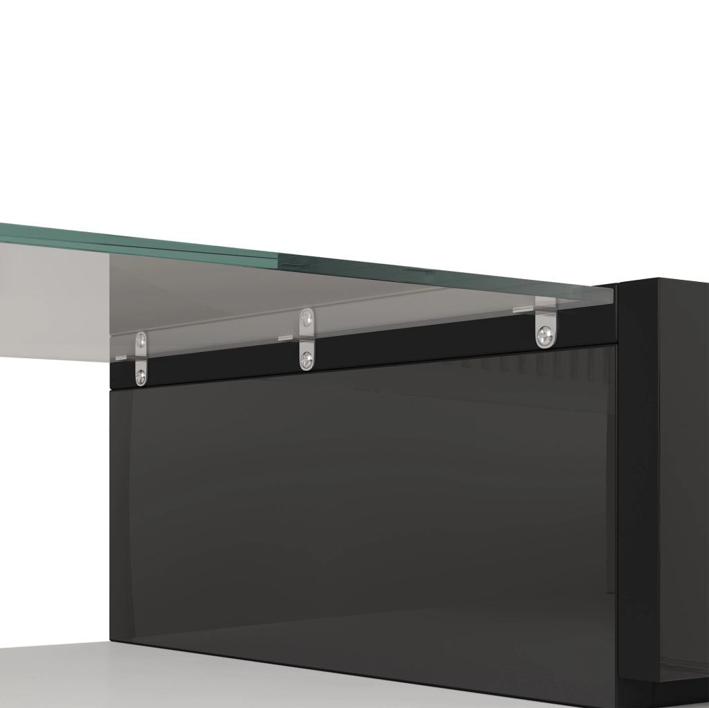 Mobile TV con LED multicolore 145 cm bianco lucido