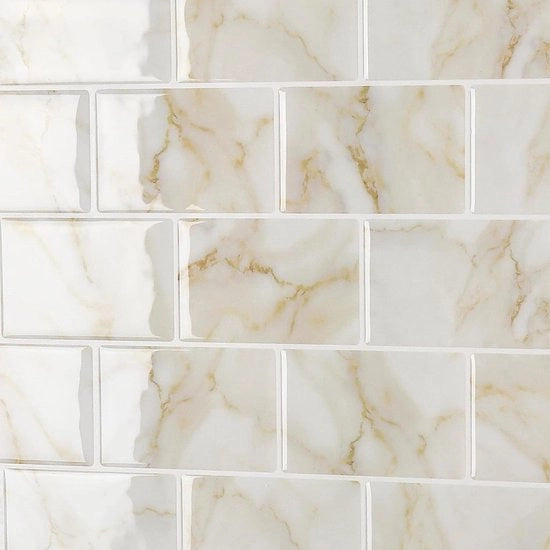 Tegole in pietra marmorea autoadesive con effetto 3D - per bagno cucina scalinata - muurtegole autoadesive - etichette rimovibili - 305 cm x 305 cm