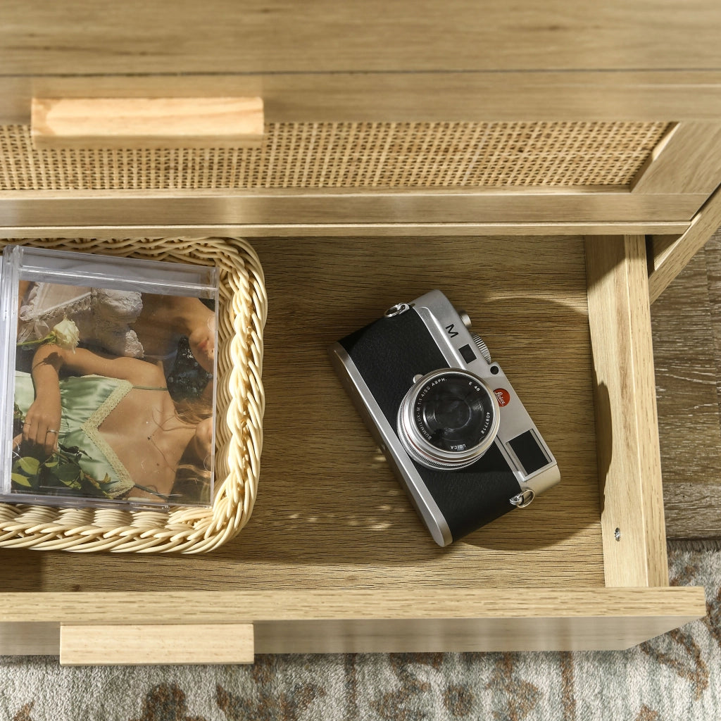 Cassettiera con 4 cassetti in legno naturale stile boho ¨C Xylo ¨C 60x38x88,5 cm