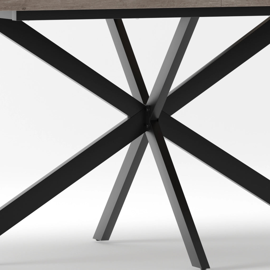 Tavolo da pranzo allungabile per 4-6 persone con vano contenitore nascosto stile industriale in MDF e metallo grigio