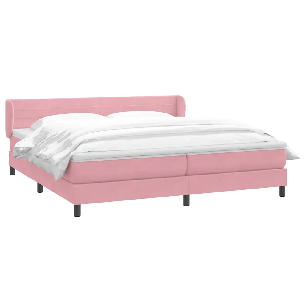 Giroletto a Molle con Materassi Rosa 180x210 cm in Velluto 3317624