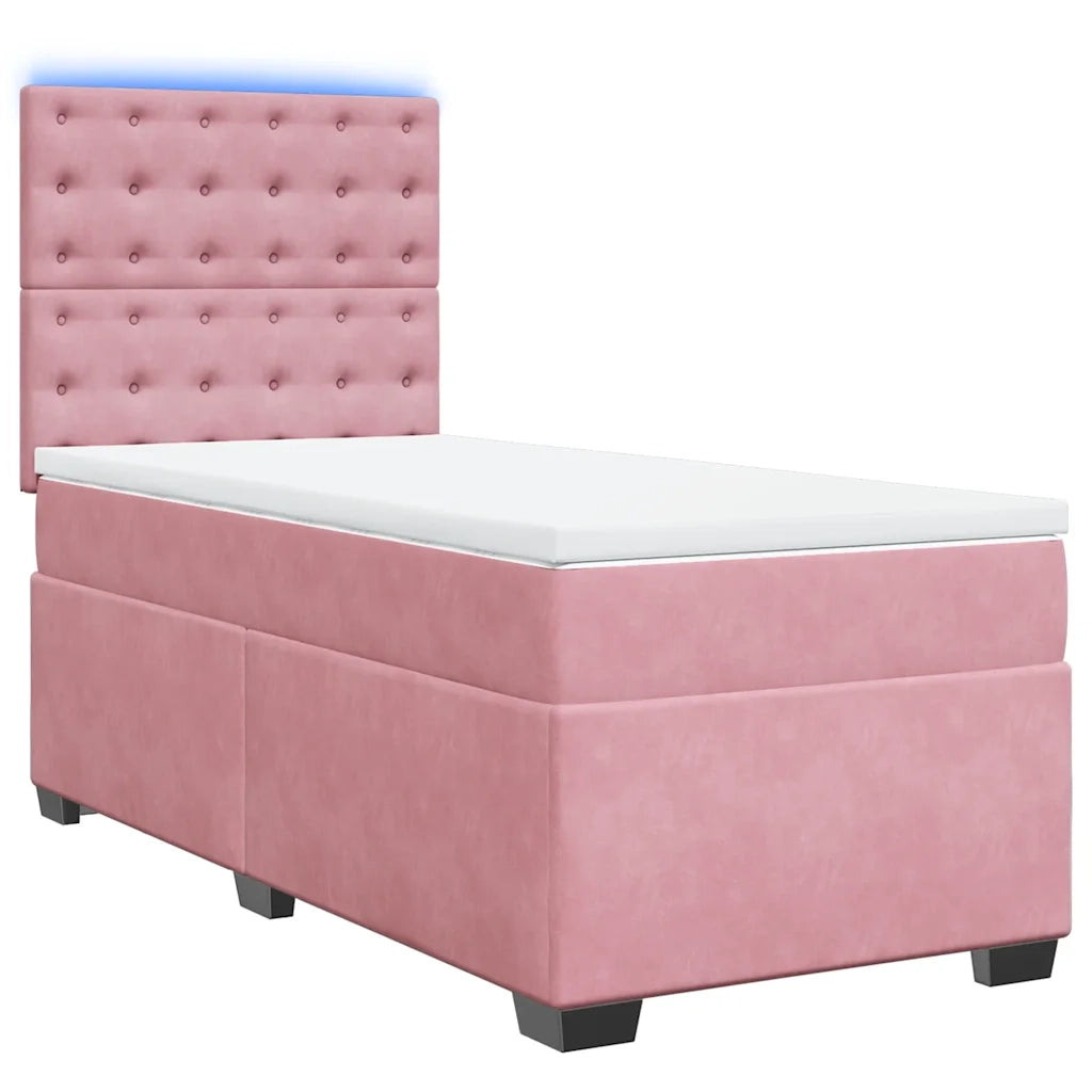 Giroletto a Molle con Materasso Rosa 90x190 cm in Velluto 3293103