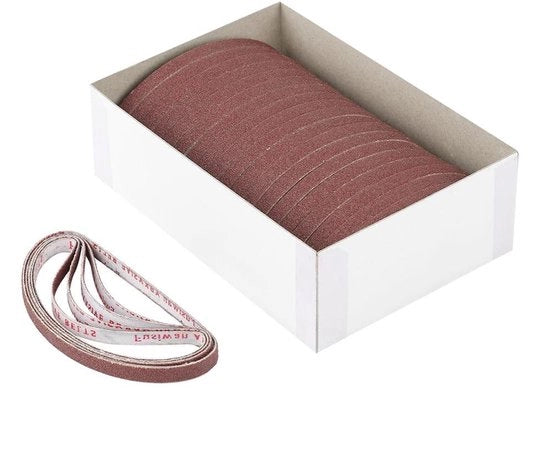 Set di cinghie abrasive - Rulli abrasivi - Smerigliatura metallica - Alta efficienza smerigliante - 100 pezzi - Marrone