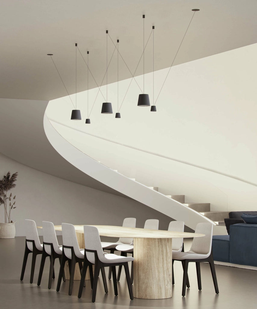 Lievo Lampada a sospensione XL Space 15 15W LED Nero Opaco 2700K/3200K/4000K CRI>93 38º - Design Modulare per Illuminazione d'Accento Interna