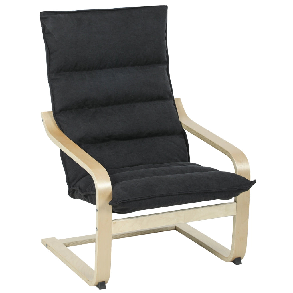 Poltrona Soggiorno Schienale Alto Imbottita ¨C Xylo ¨C Velluto Nero Gambe Legno 67x83x105 cm