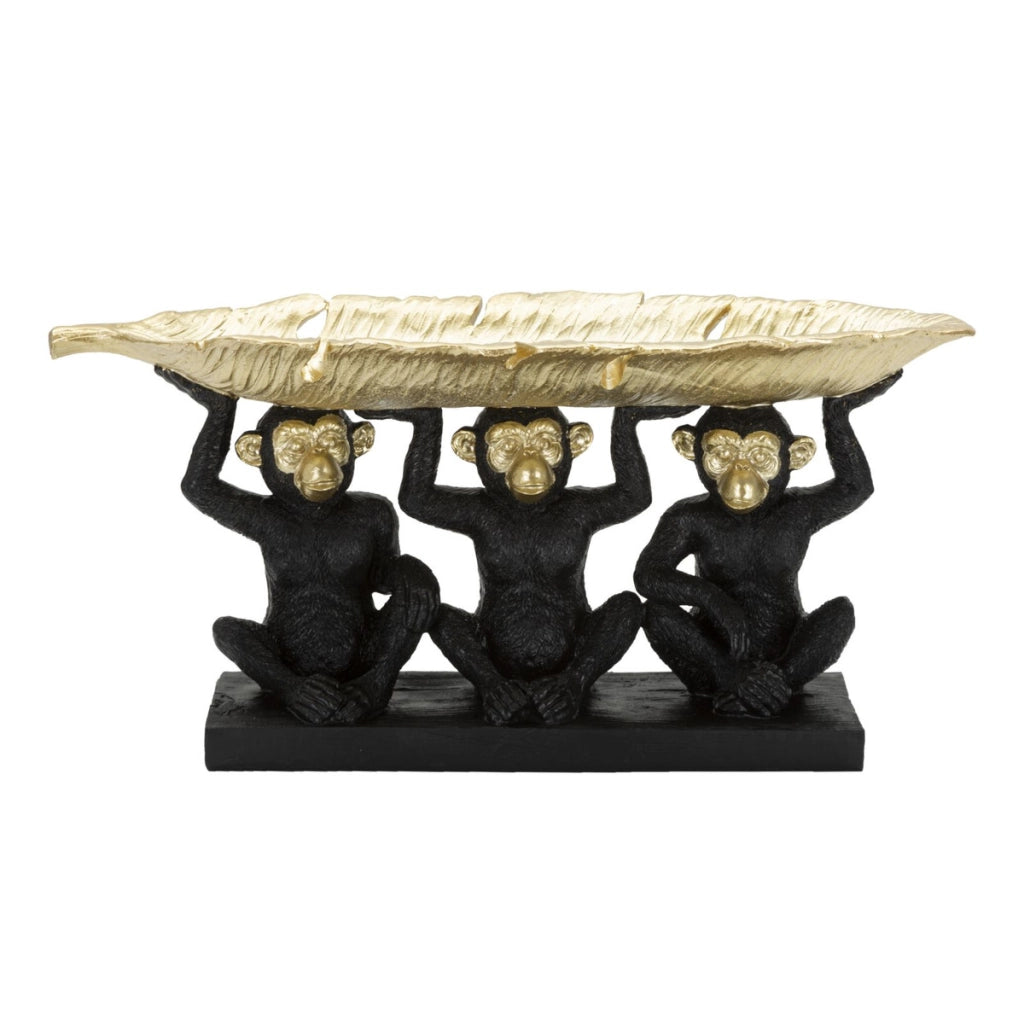 Vassoio Scimmia 14, Nero, Poliresina, 43x15,7x20 cm