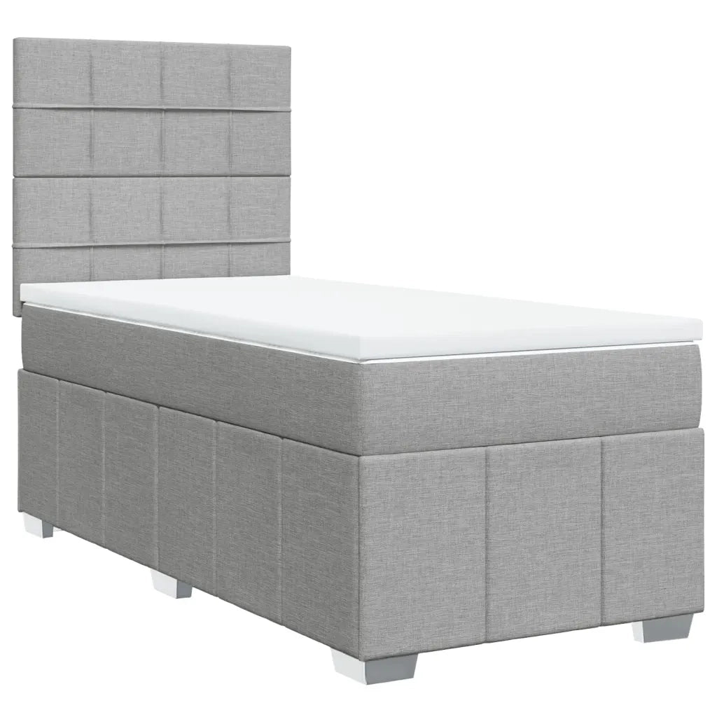 vidaXL Giroletto a Molle con Materasso Grigio Chiaro100x200 cm Tessuto