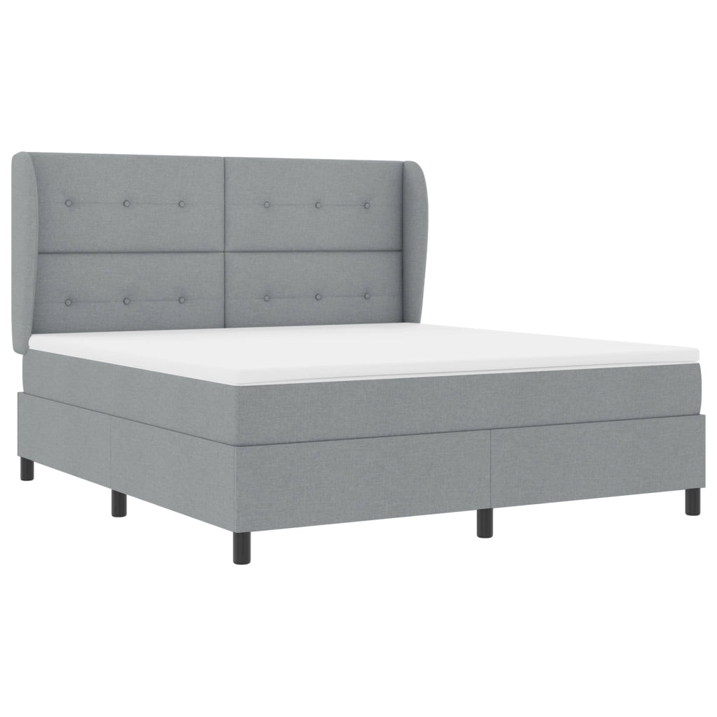 Letto Box Spring con Materasso in Grigio Chiaro, 180x200 cm, Tessuto