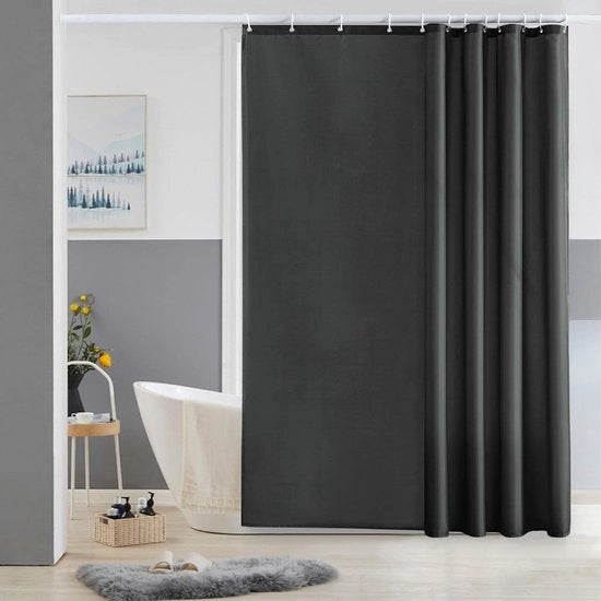 Douchegordino Antischiummoso Telaio in Poliestere Impermeabile per Doccia o Bagno 12 Hanger in Grigio Scuro 180x180cm.