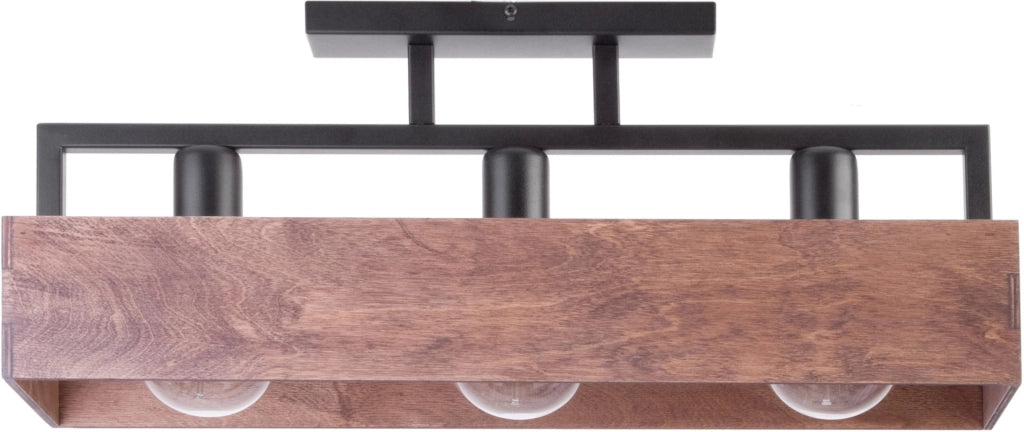Plafoniera Dakota loft legno scuro 3 luci E27 Sigma