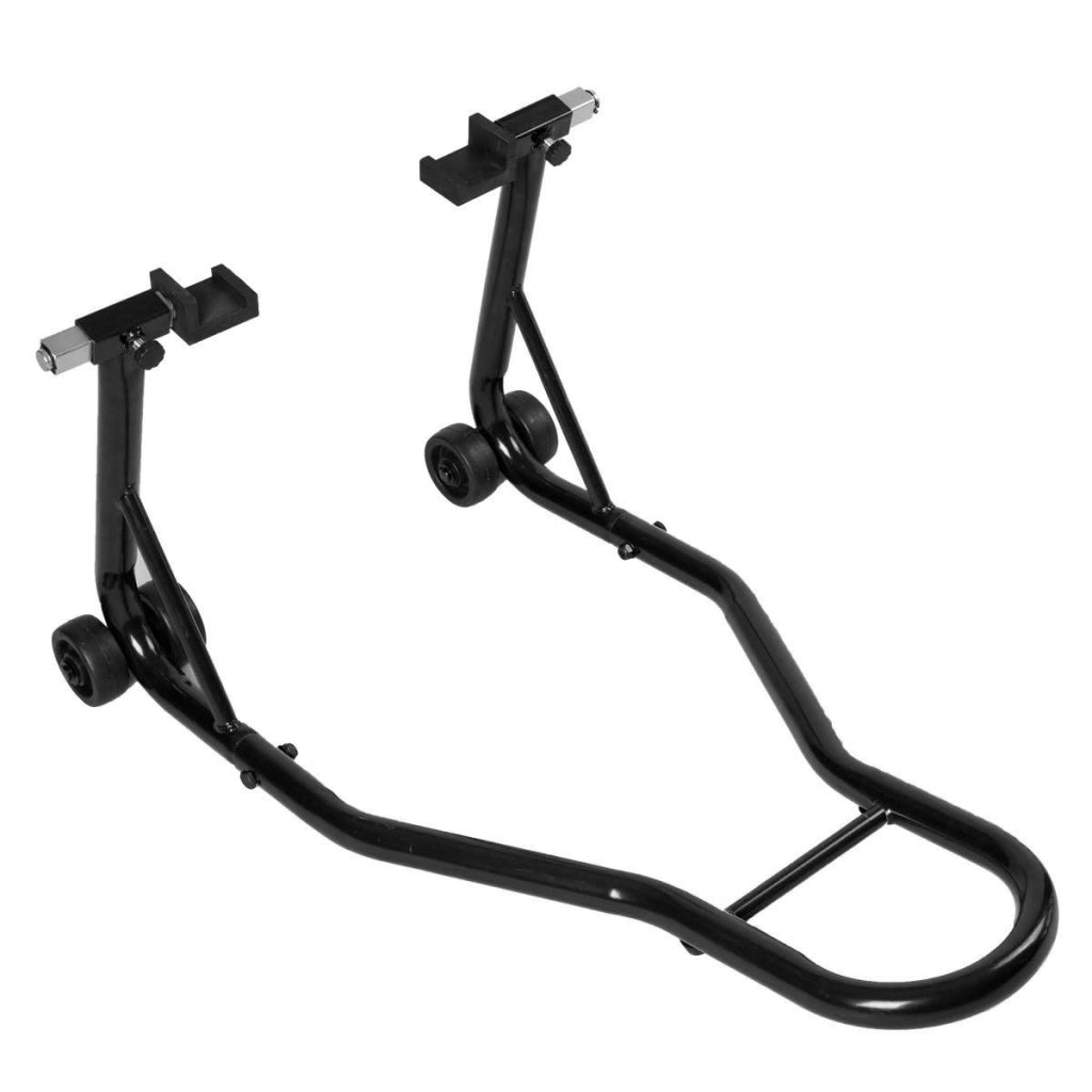 Cavalletto posteriore per moto regolabile con piastre, Cavalletto per moto universale Nero-Accessori per veicoli