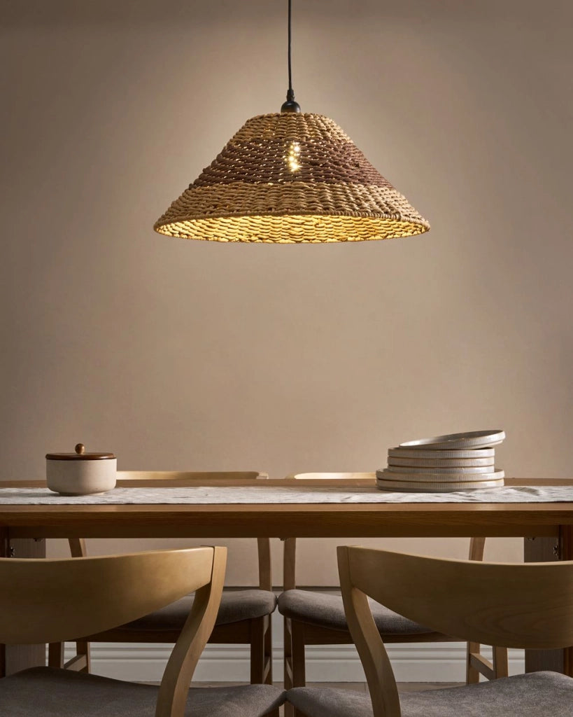 Lampada a sospensione Corda di carta naturale Plafoniera con paralume intrecciato Sala da pranzo Soggiorno Stile Boho