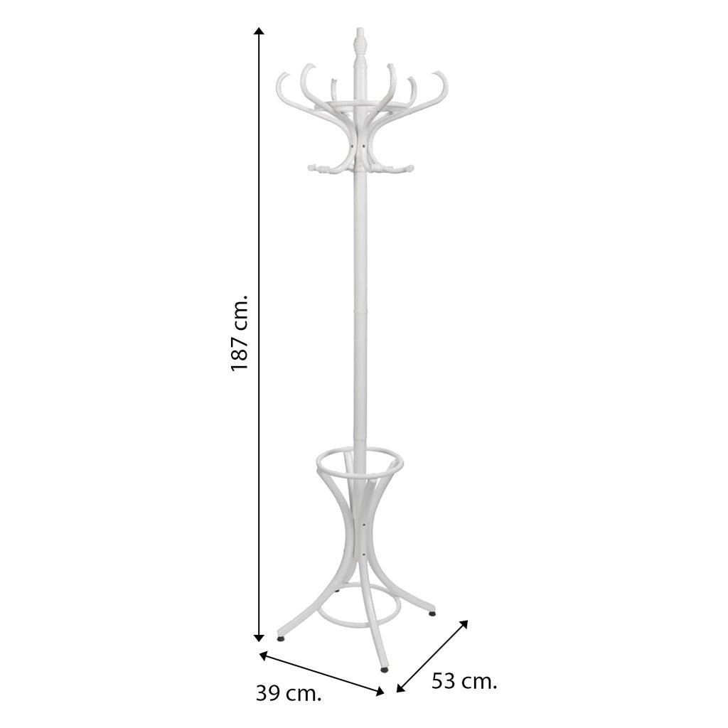 Perchero de pie de madera blanco 53x39x187hcm
