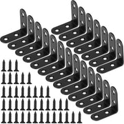 Beugoli per angoli in acciaio inossidabile - supporto angolare con viti - mobili scrivania tavolo pannello - 40x40mm - 20 pezzi - nero
