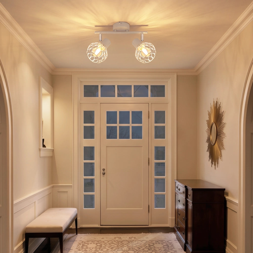ZMH Faretto da soffitto 2 Luci Grigio E14 Metall Orientabile Moderni per Soggiorno Cucina Corridoio Senza Lampadina