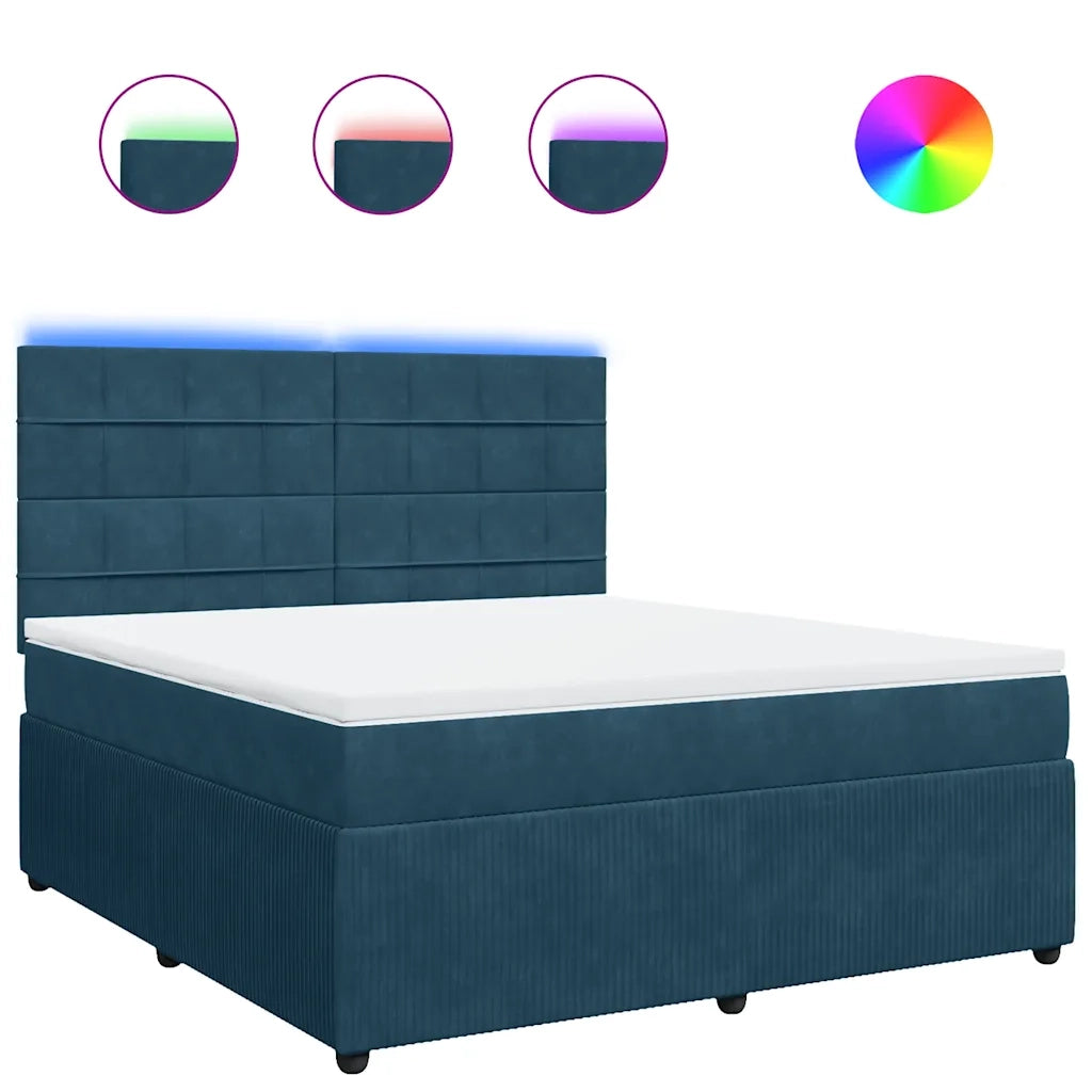 vidaXL Giroletto a Molle con Materasso Blu 180x200 cm in Velluto
