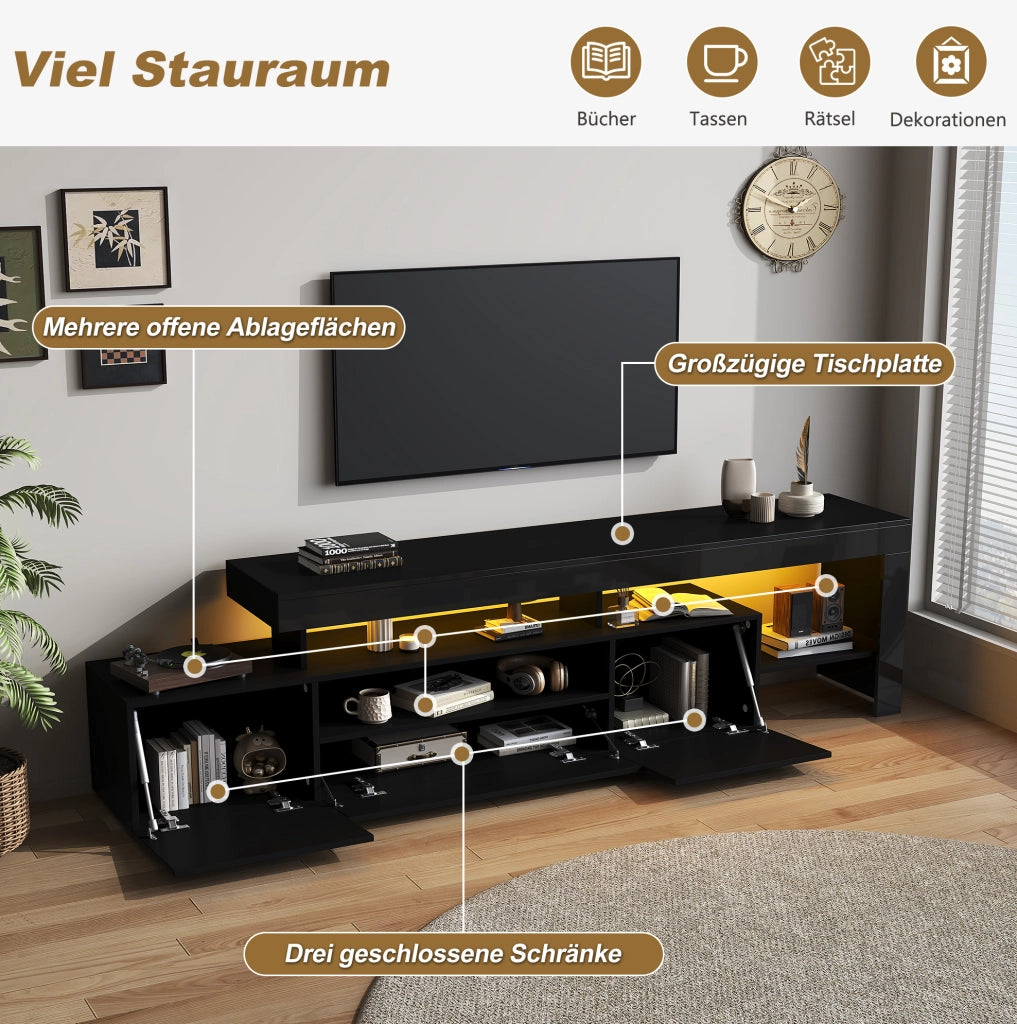 Mobile TV lucido con LED e ampio spazio contenitivo