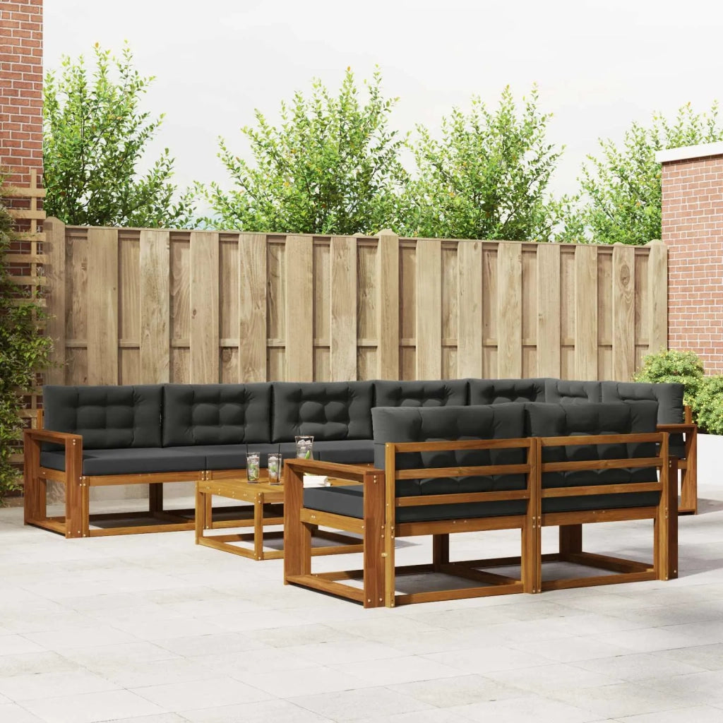 Set di divani da esterno con cuscino 9 pcs Naturale e Antracite