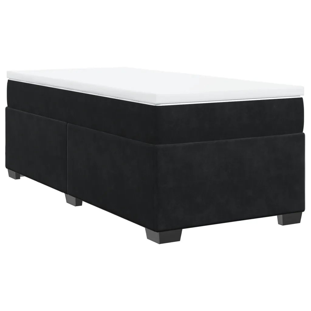 Giroletto a Molle con Materasso-Struttura Letto Nero 90x190 cm in Velluto 729668