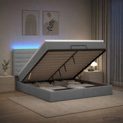 Letto Ottomano con Materasso e LED Grigio Chiaro 140 x 190 cm 3457986