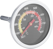Termometro a Gas per Grill da 50 a 800 °F - Termometro per Barbecue in Acciaio Inossidabile - Termometro per Cottura - Termometro per Fumo - Facile da Installare - Misurazione di Temperatura Precisa
