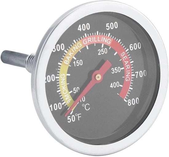 Termometro a Gas per Grill da 50 a 800 °F - Termometro per Barbecue in Acciaio Inossidabile - Termometro per Cottura - Termometro per Fumo - Facile da Installare - Misurazione di Temperatura Precisa