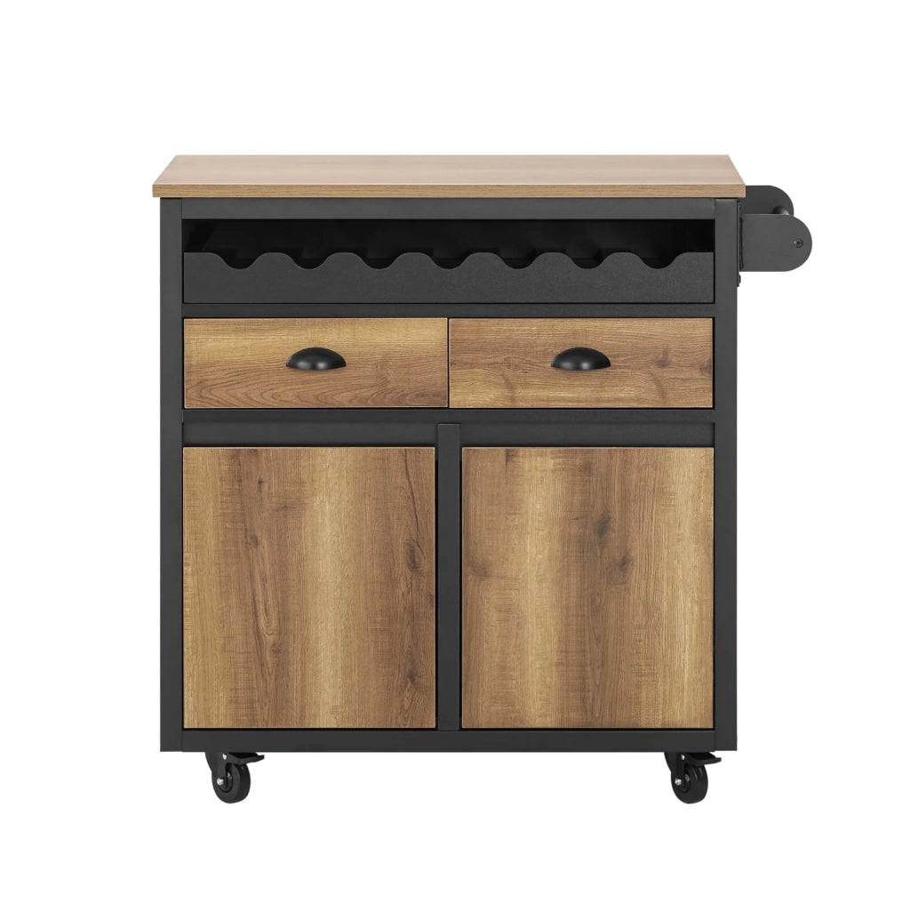 Carrello Cucina Con Ruote Credenza Cucina Mobile Cucina Nero 89x40x87cm FKW122-SCH